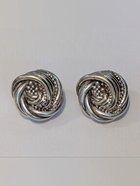 Vintage 925 Sterling Electroform Modernist Earrings Initialed J.E